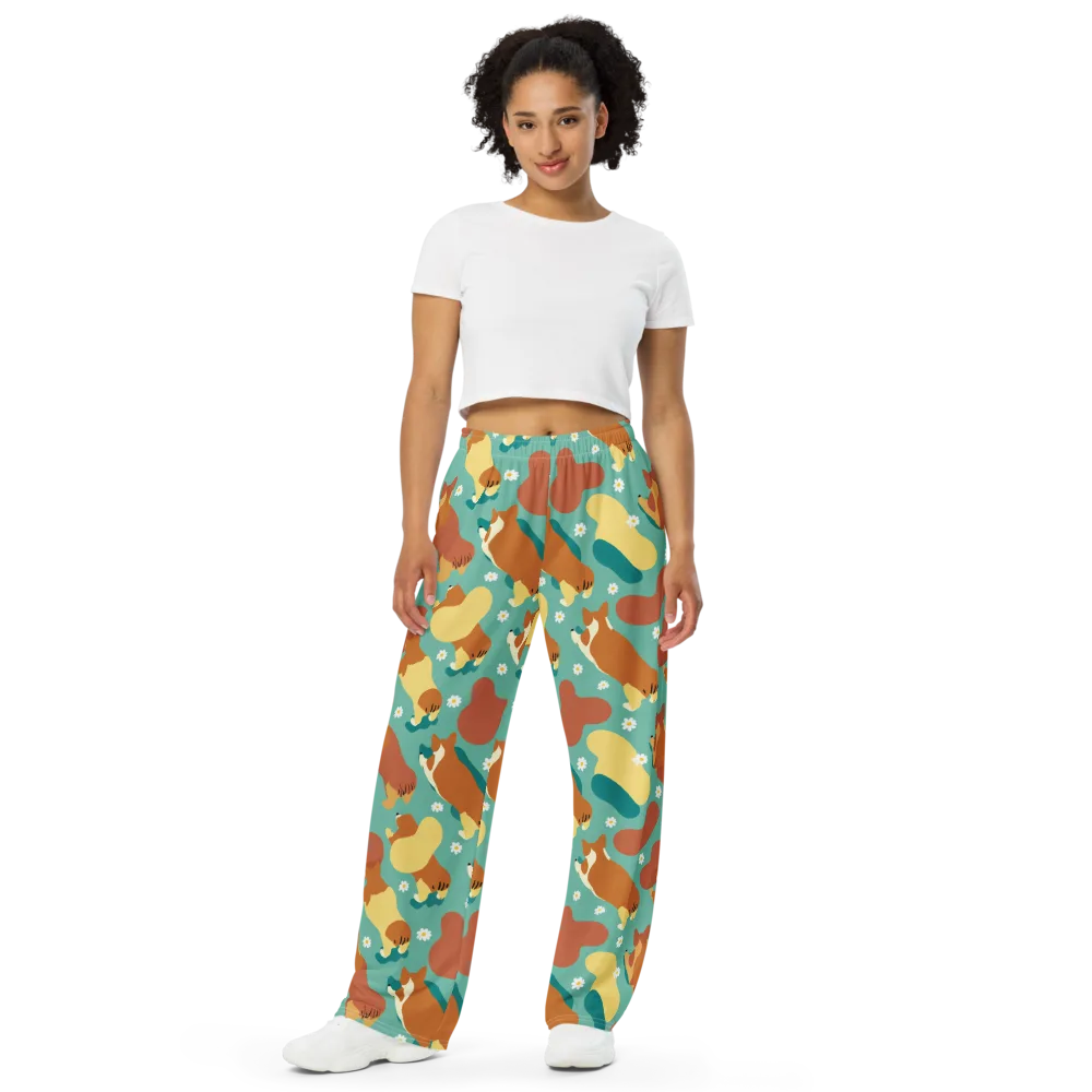 Daisy Dachshund on Wide-Leg Pants — Front