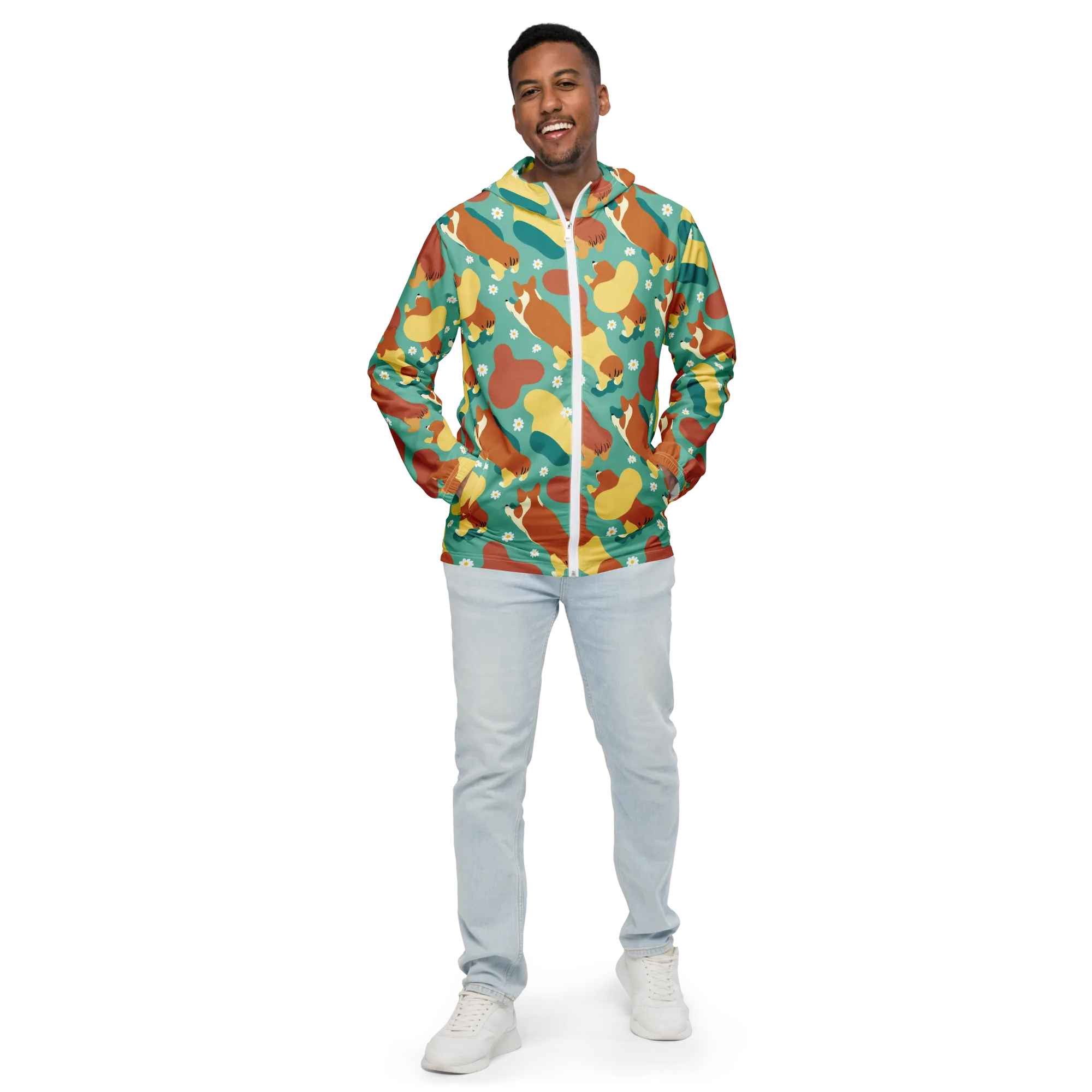 Daisy Dachshund on Men's Windbreaker — Front