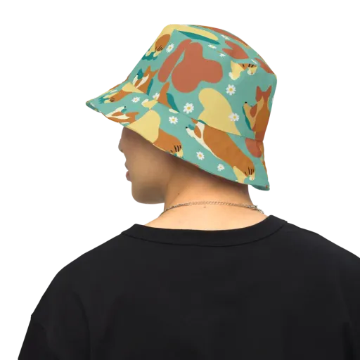Daisy Dachshund on a Reversible Bucket Hat