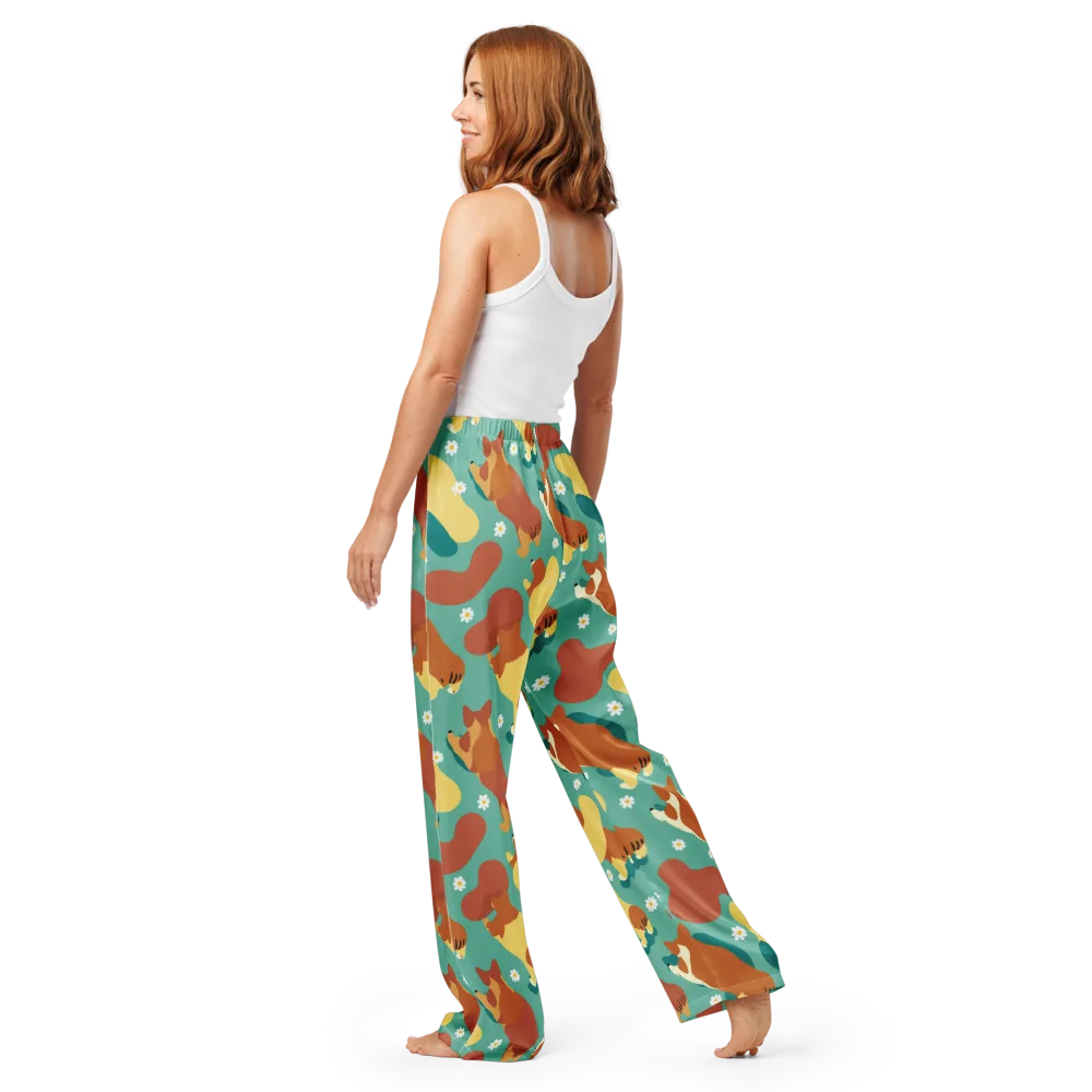 Daisy Dachshund on Women's Pajama Pants — Back