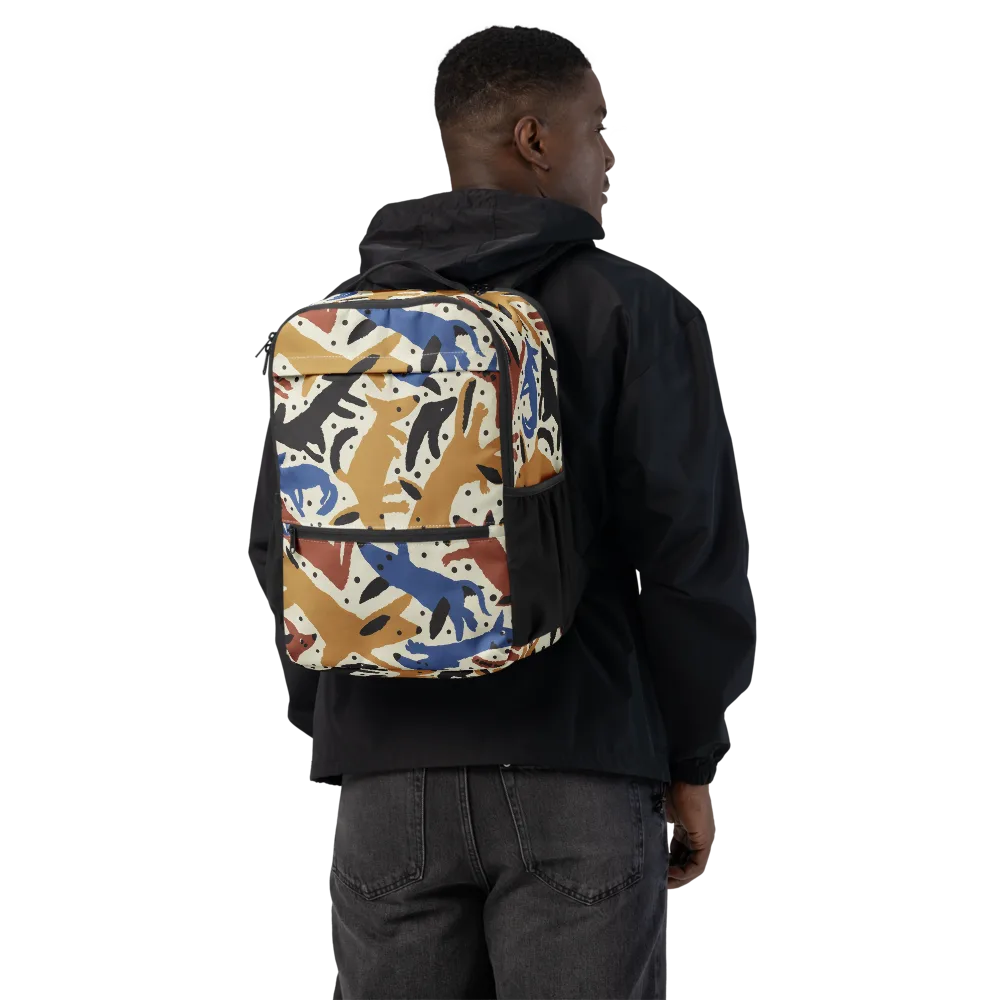 Folk Critter Parade on Utility Backpack — Back