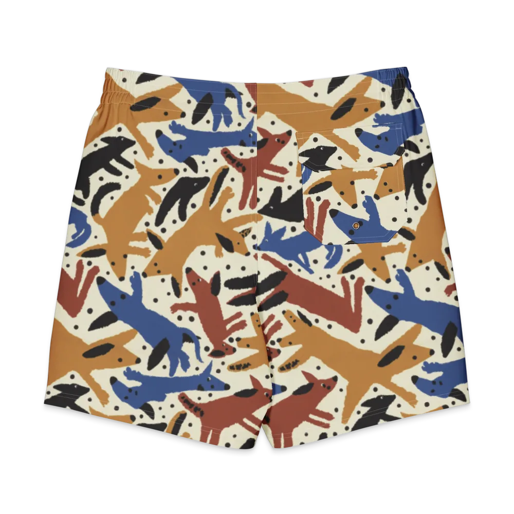 Folk Critter Parade on Men's Board Shorts — Back