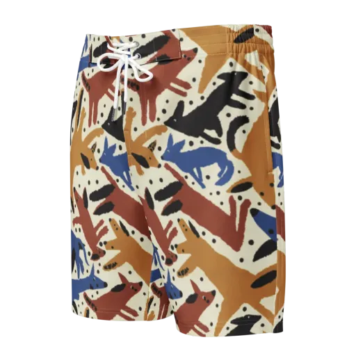 Folk Critter Parade on a Men's Board Shorts