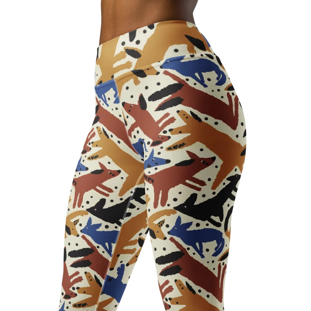 Folk Critter Parade on Yoga Leggings — Left Front