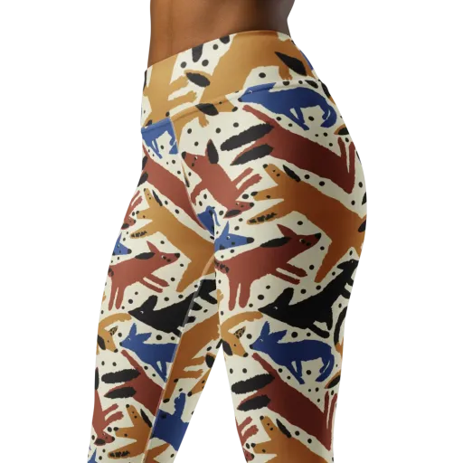 Folk Critter Parade on a Yoga Leggings