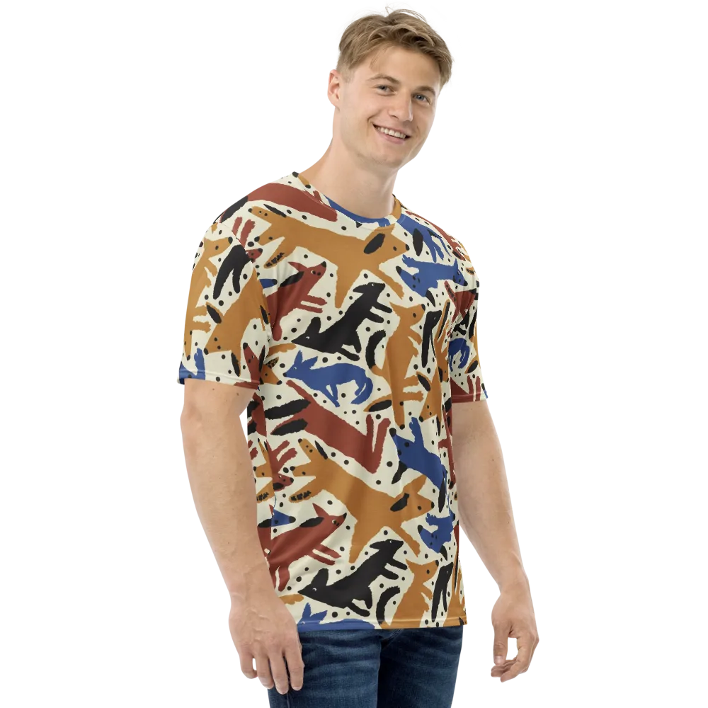 Folk Critter Parade on Men's Crew Neck T-Shirt — Right