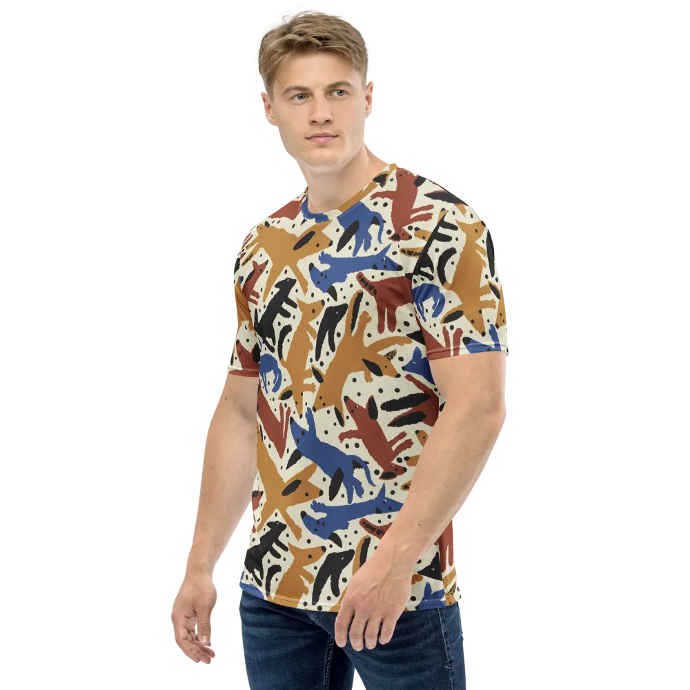 Folk Critter Parade on Men's Crew Neck T-Shirt — Left