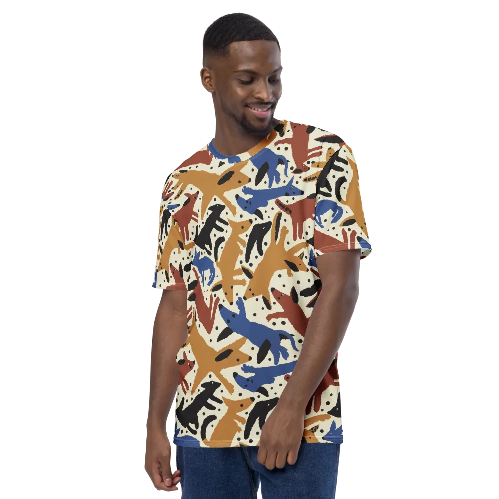 Folk Critter Parade on Men's Crew Neck T-Shirt — Left