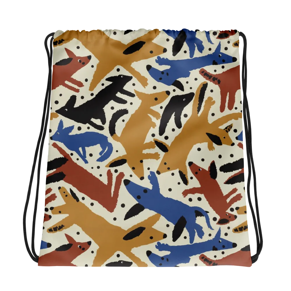 Folk Critter Parade on Drawstring Bag — Photo