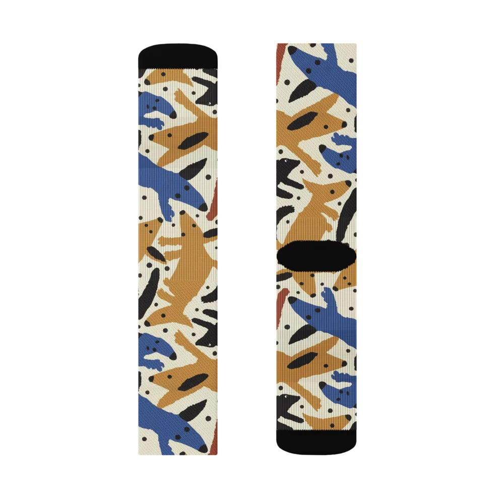 Folk Critter Parade on Socks — Left Sock