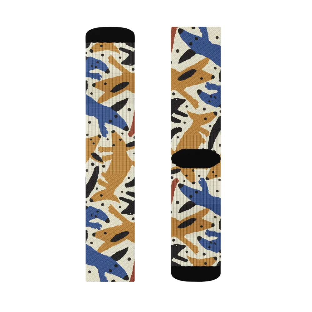 Folk Critter Parade on Socks — Right Sock