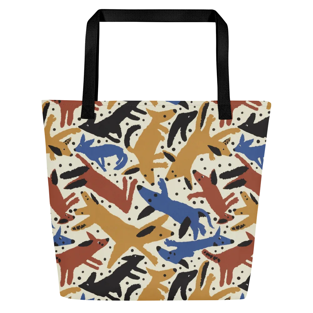 Folk Critter Parade on Large Tote Bag W/ Pocket — Front