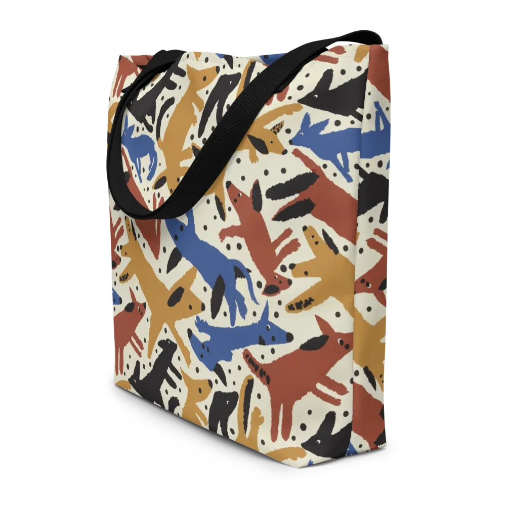 Folk Critter Parade on Large Tote Bag W/ Pocket — Front