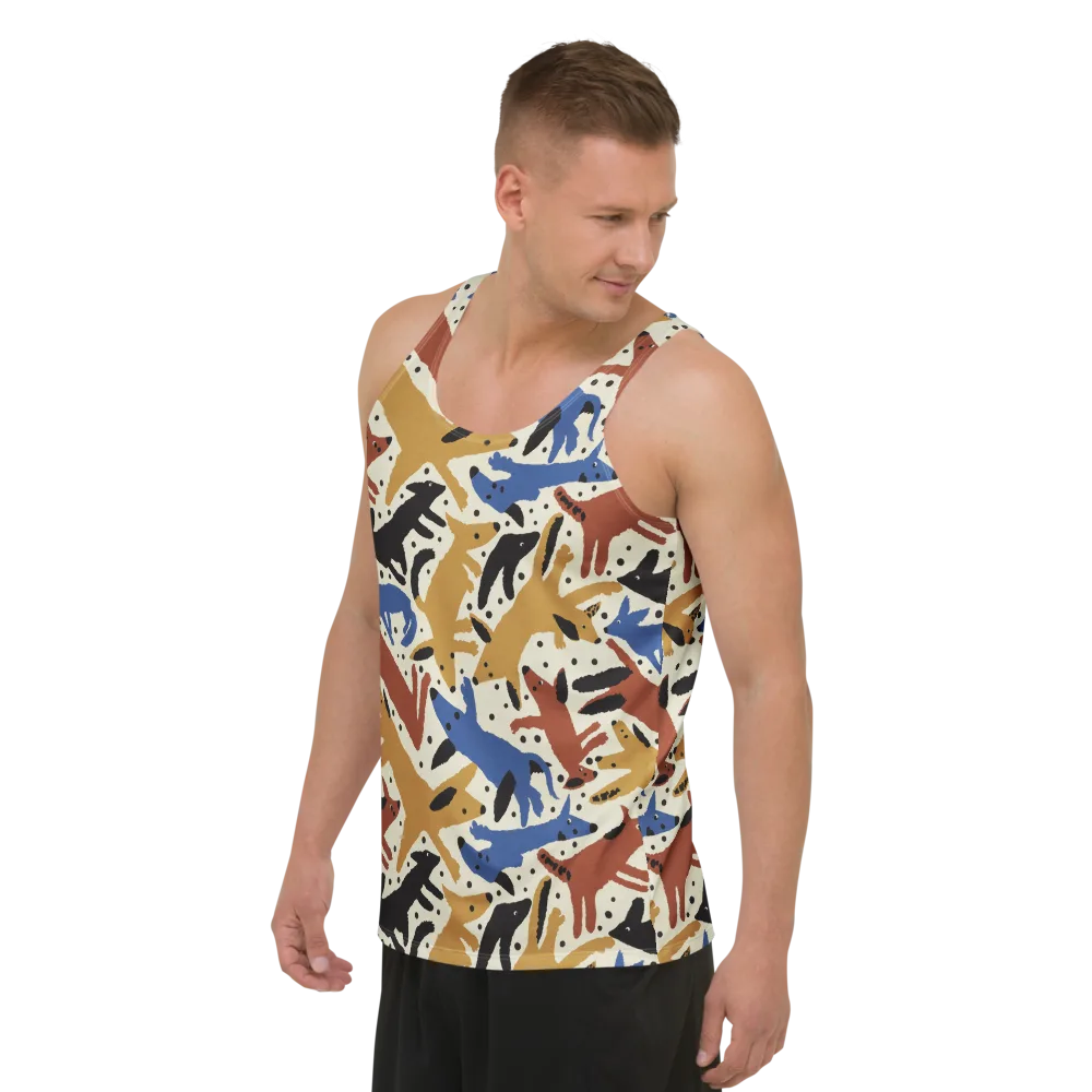 Folk Critter Parade on Men's Tank Top — Left Front