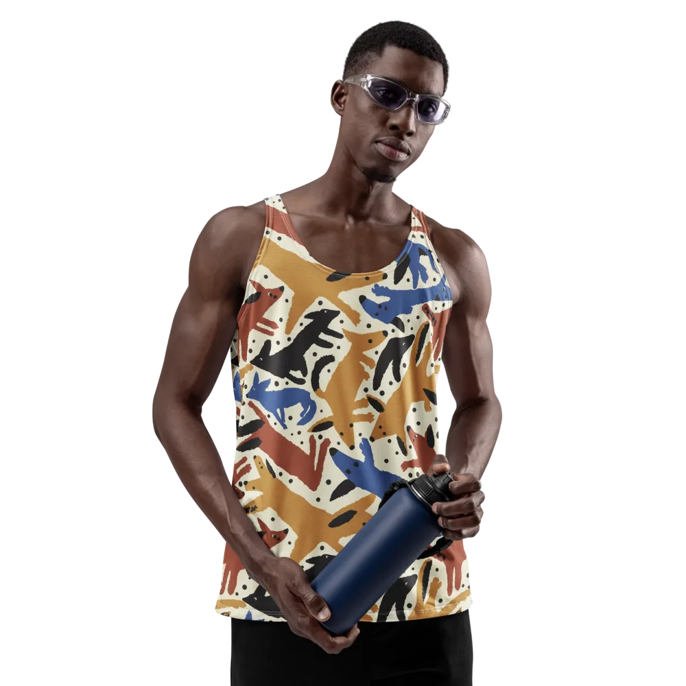 Folk Critter Parade on Men's Tank Top — Front