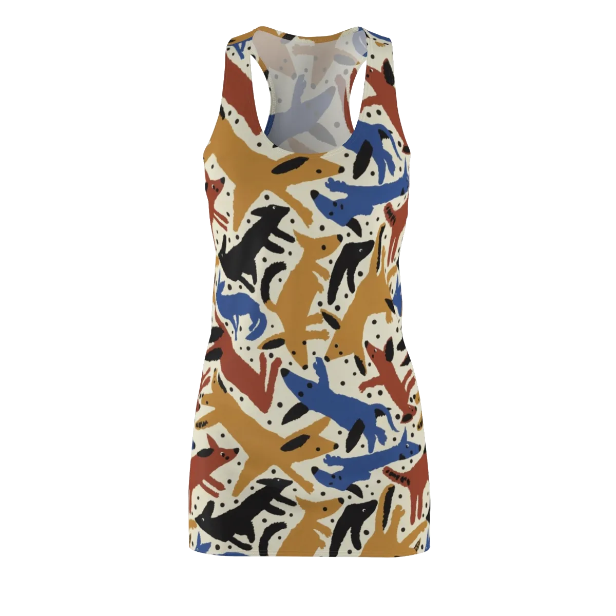 Folk Critter Parade on Racerback Dress — Front