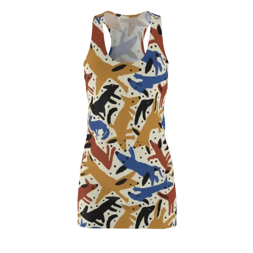 Folk Critter Parade on a Racerback Dress