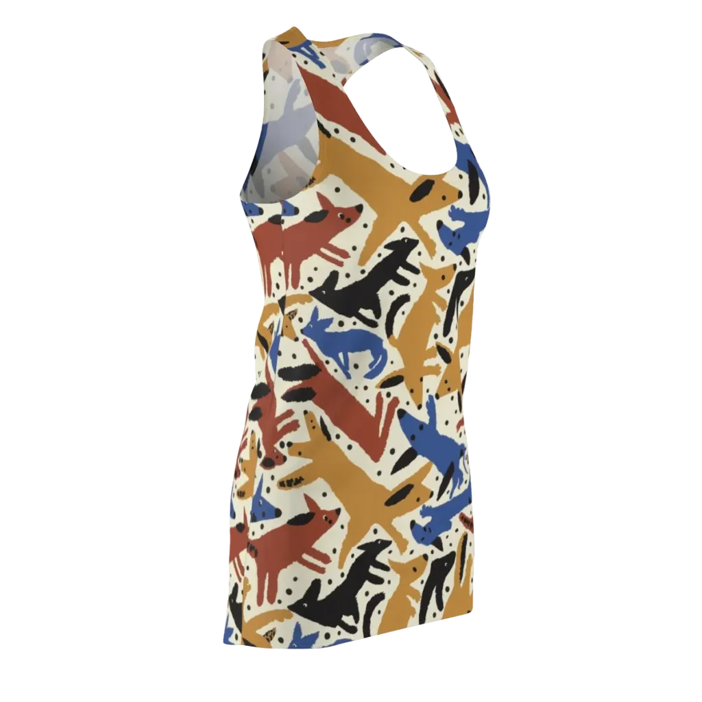 Folk Critter Parade on Racerback Dress — Front Side