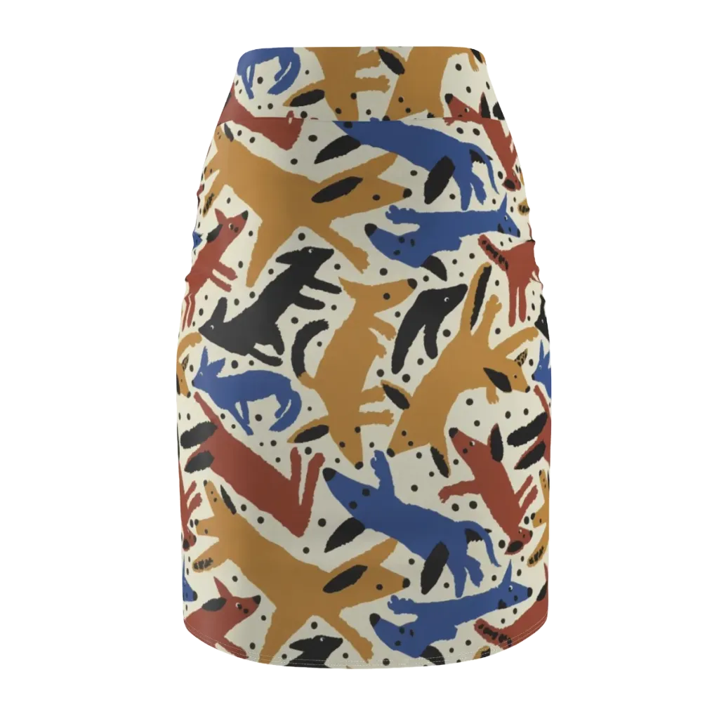 Folk Critter Parade on Pencil Skirt — Back