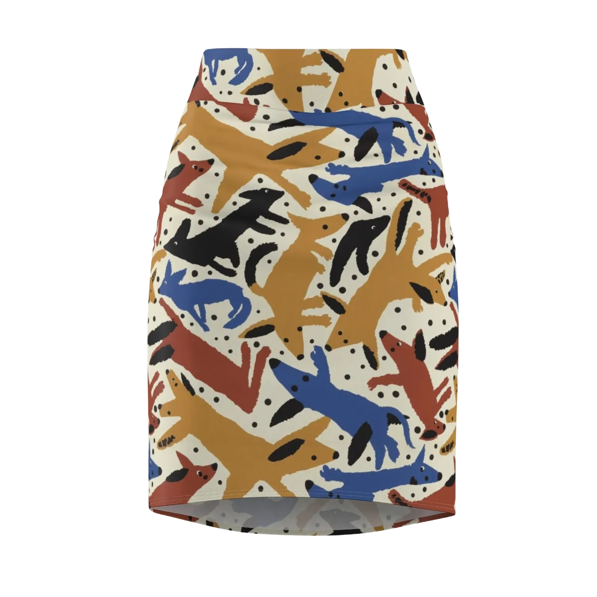 Folk Critter Parade on Pencil Skirt — Front
