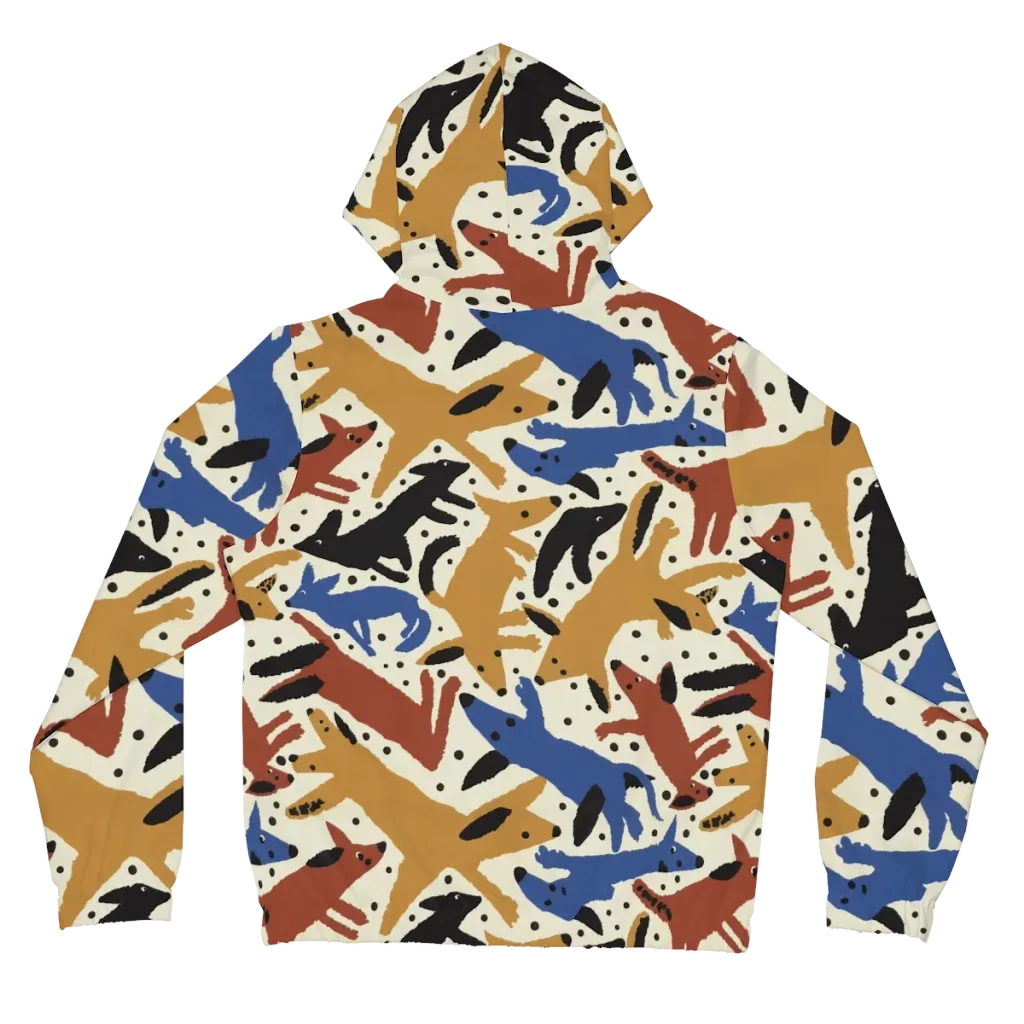 Folk Critter Parade on Women's Full-Zip Hoodie — Back