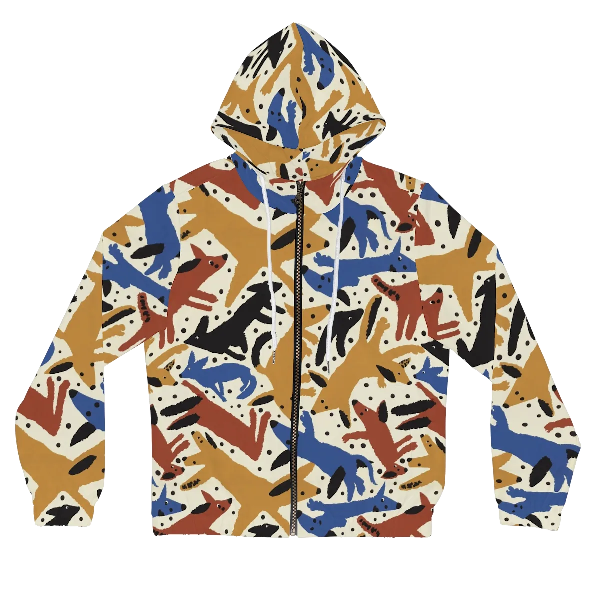Folk Critter Parade on Women's Full-Zip Hoodie — Front