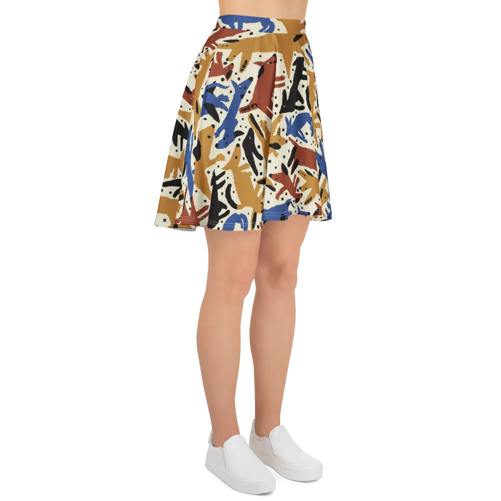 Folk Critter Parade on Skater Skirt — Right