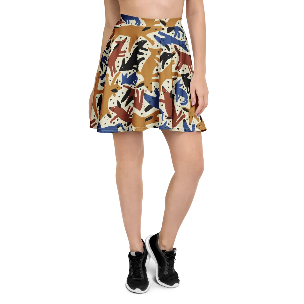 Folk Critter Parade on Skater Skirt — Front
