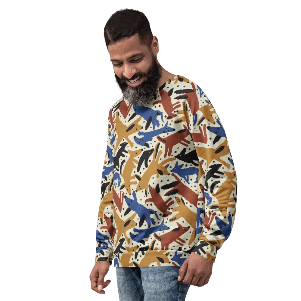 Folk Critter Parade on Sweatshirt — Left Front
