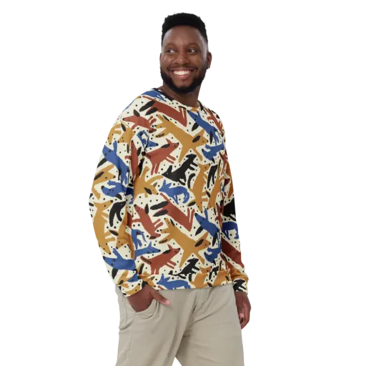 Folk Critter Parade on a Sweatshirt