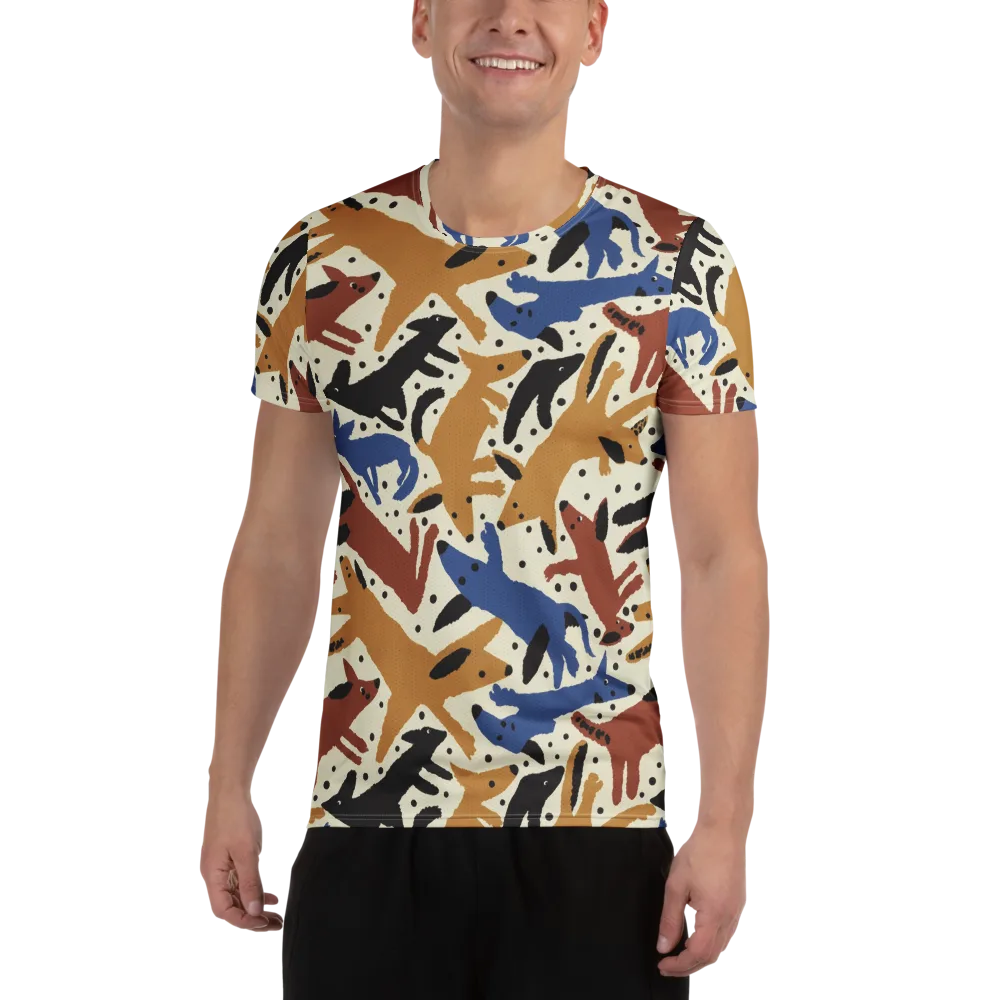 Folk Critter Parade on Men's Athletic T-Shirt — Front
