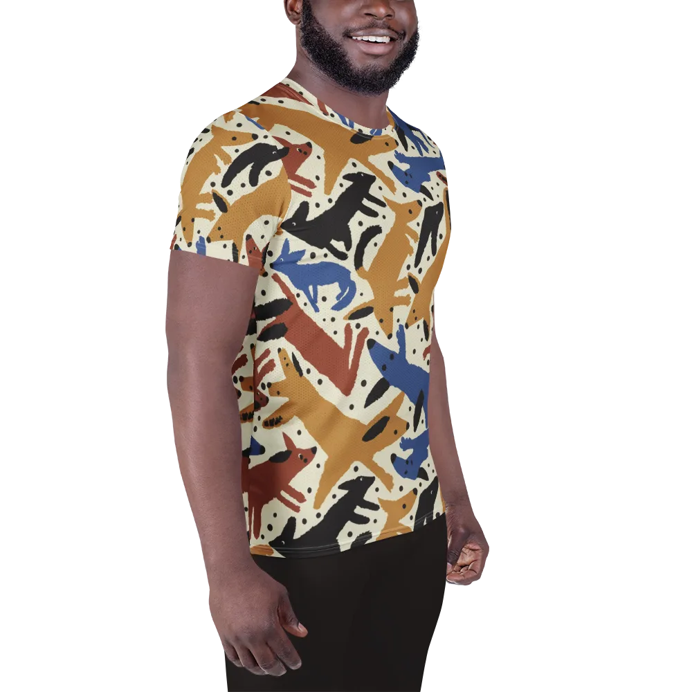 Folk Critter Parade on Men's Athletic T-Shirt — Right