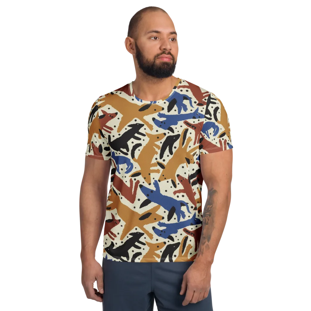 Folk Critter Parade on Men's Athletic T-Shirt — Front