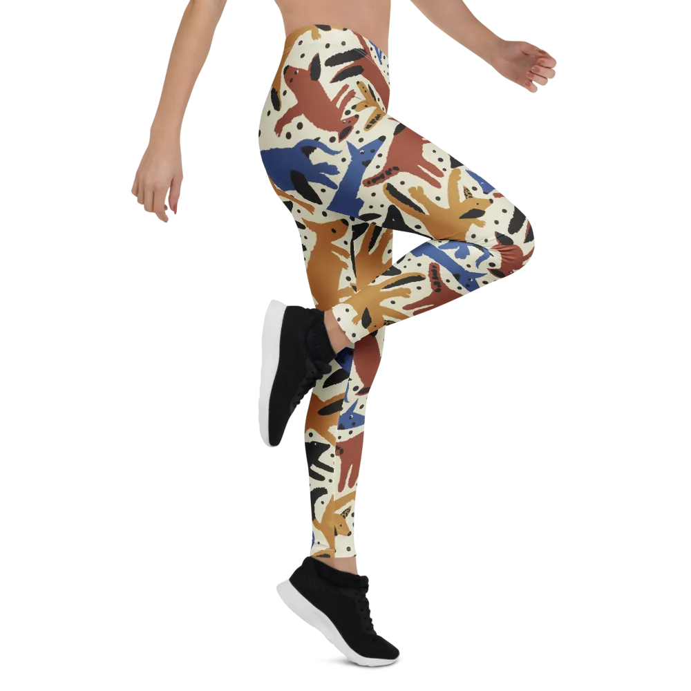 Folk Critter Parade on Leggings — Right