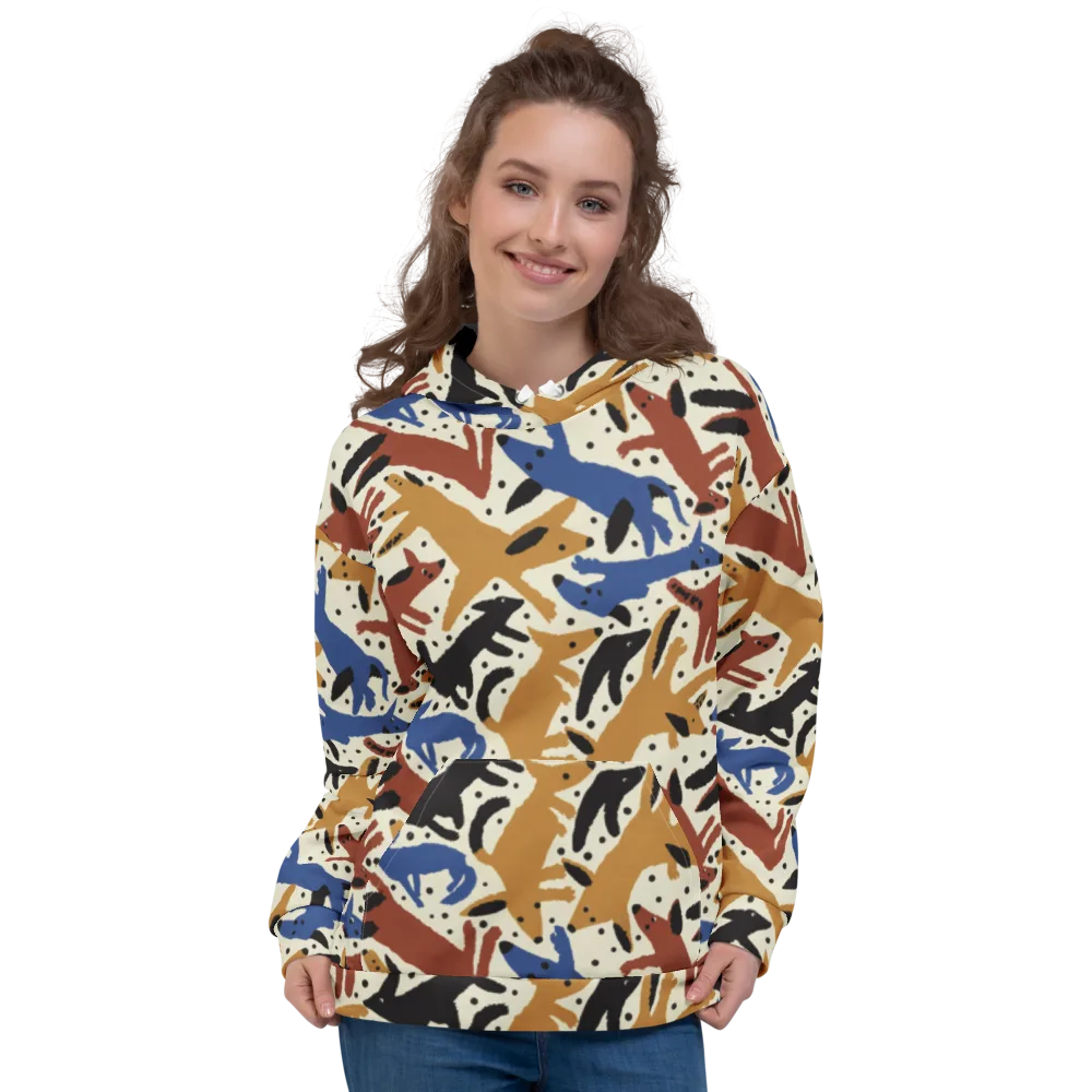 Folk Critter Parade on Hoodie — Front