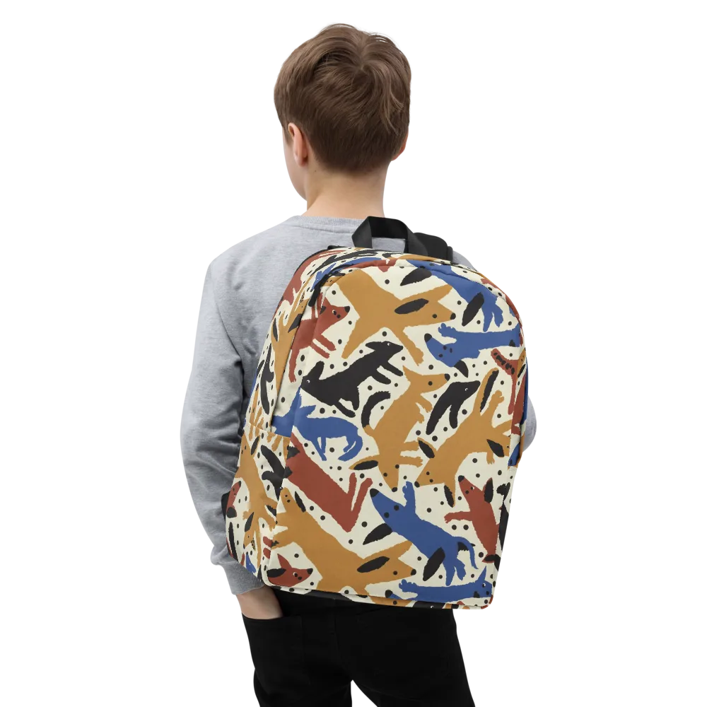 Folk Critter Parade on Minimalist Backpack — Zoomed-in