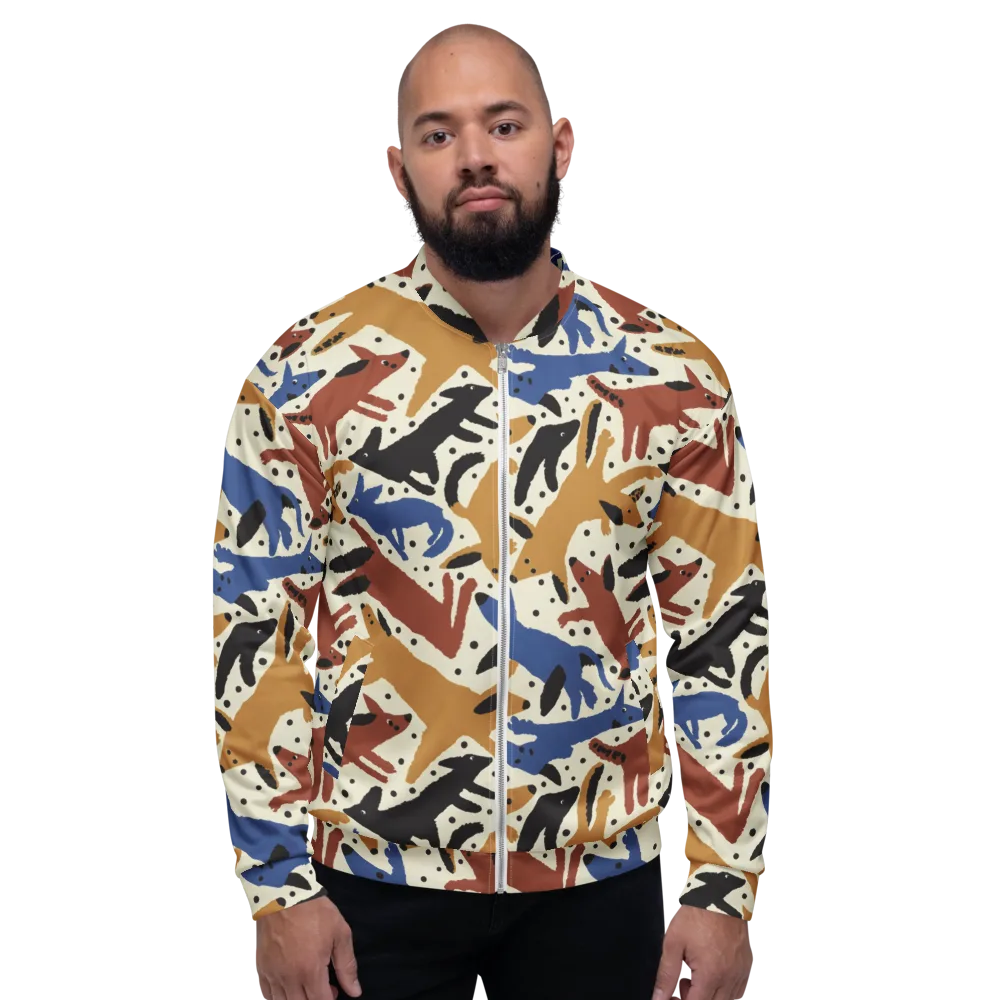 Folk Critter Parade on Bomber Jacket — Front