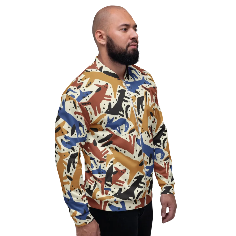 Folk Critter Parade on Bomber Jacket — Right