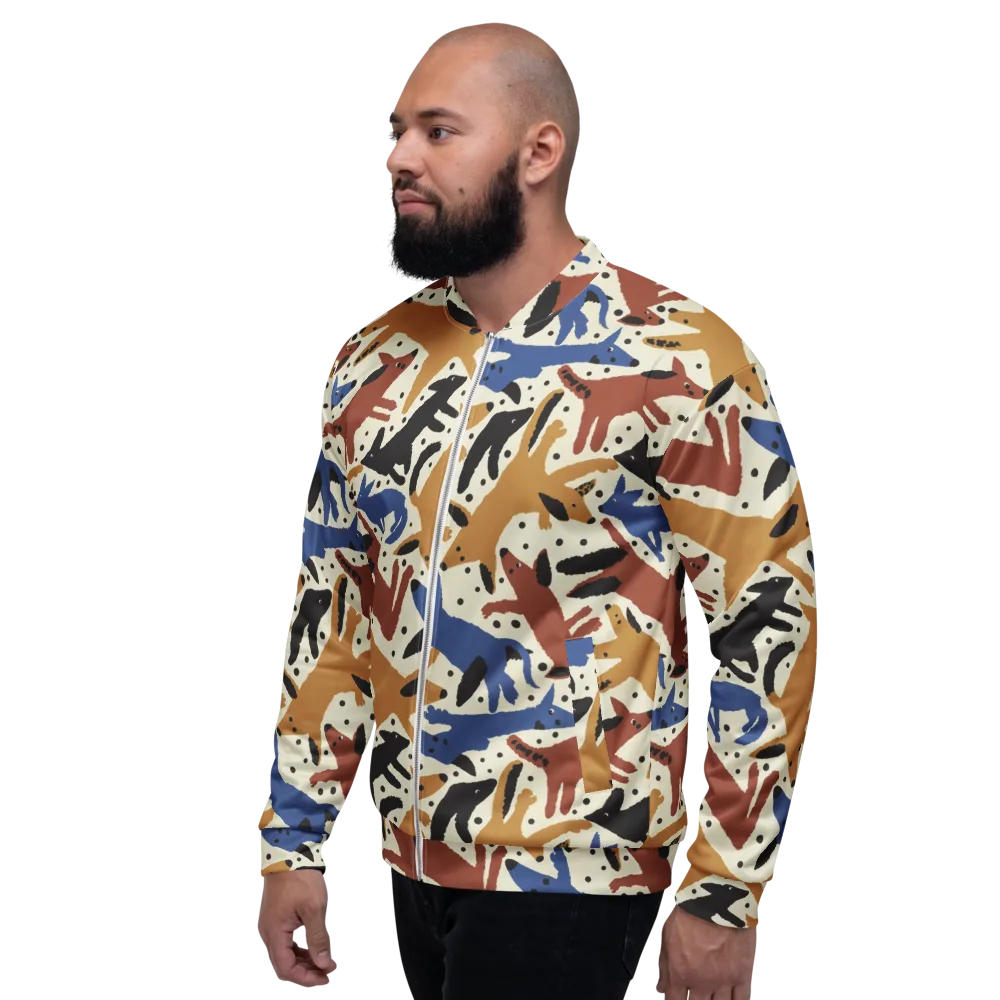 Folk Critter Parade on Bomber Jacket — Left
