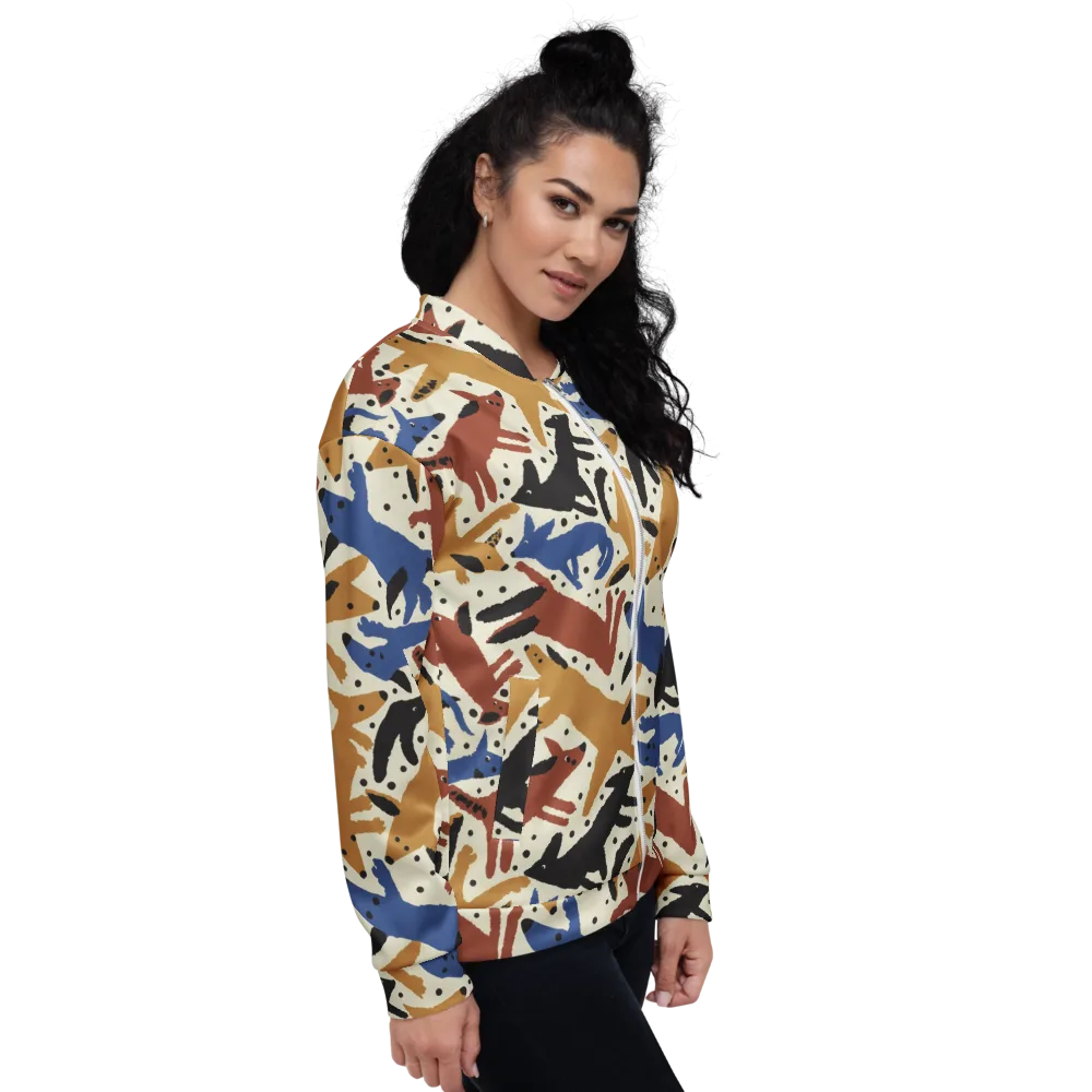 Folk Critter Parade on Bomber Jacket — Right