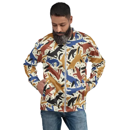 Folk Critter Parade on a Bomber Jacket