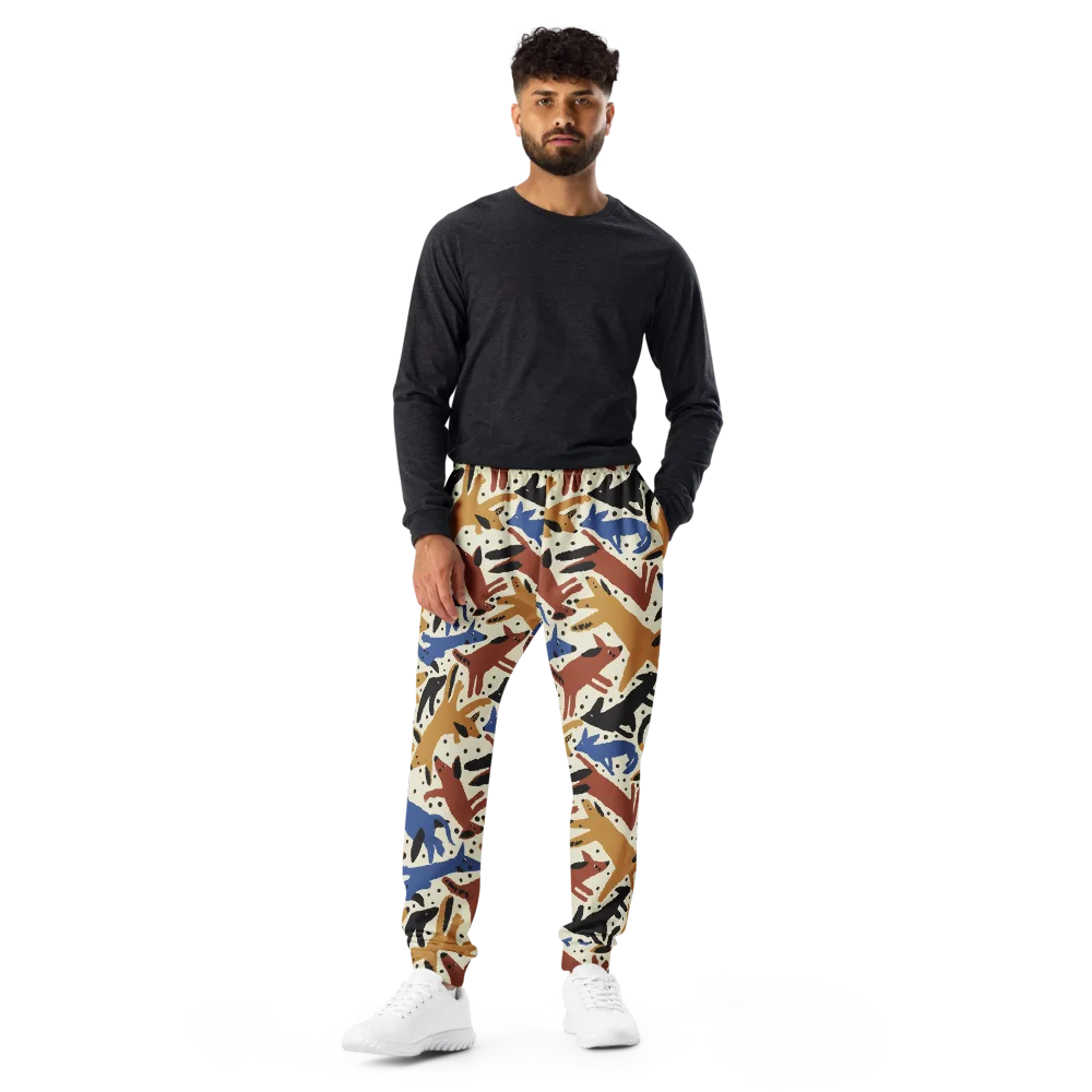 Folk Critter Parade on Men's Joggers — Front