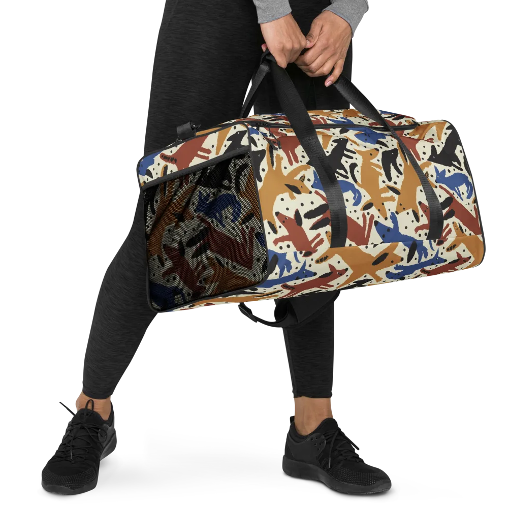 Folk Critter Parade on Duffle Bag — Right Front