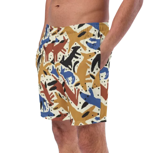 Folk Critter Parade on a Swim Trunks