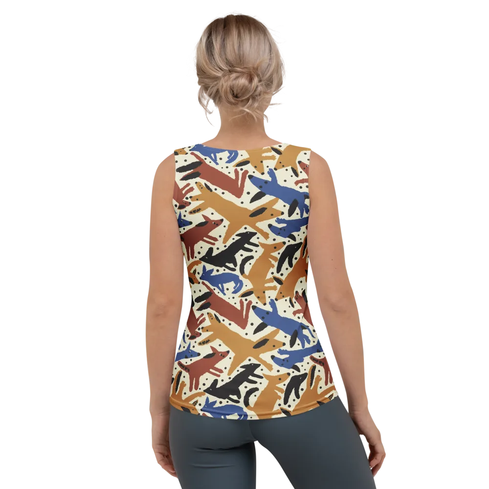 Folk Critter Parade on Women's Tank Top — Back