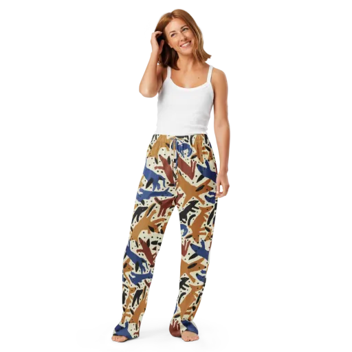 Folk Critter Parade on a Women's Pajama Pants