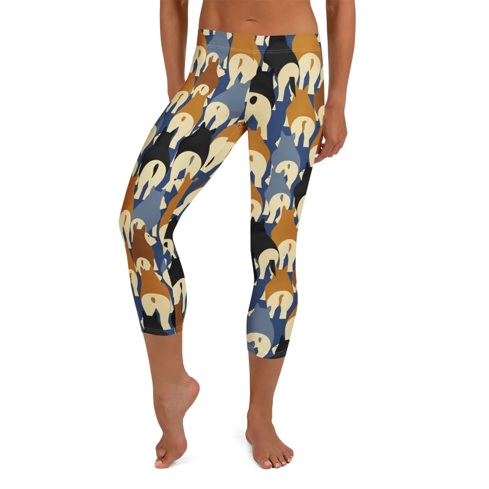 Cobalt Canine on Capri Leggings — Front