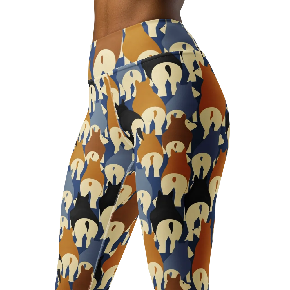 Cobalt Canine on Yoga Leggings — Left Front