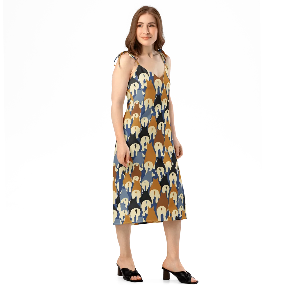 Cobalt Canine on Slip Dress — Right Front