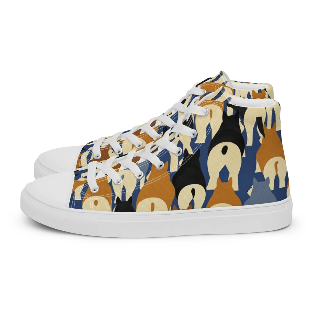 Cobalt Canine on Men's High Top Canvas Shoes — Left